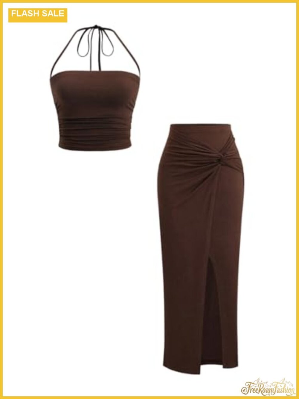 Women's 2 Piece Skirt Set Sleeveless Twist Knot Tie Back Going Out Summer